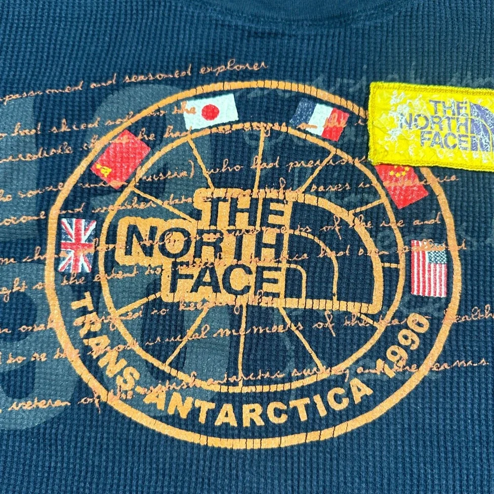 Vintage 90sThe North Face Thermal Shirt Men XL Navy Trans-Antarctica 1990 Waffle